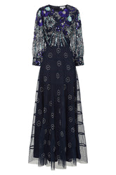Dahlia Navy Floral Embellished Maxi Dress
